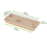 Sushi box in kraft with PET lid 14oz Base: L:8.5in W:3in H:1in Lid: L:8.8in W:3.4in H:1.2in - 50 pcs Sushi box in kraft with PET lid 14oz Base: L:8.5in W:3in H:1in Lid: L:8.8in W:3.4in H:1.2in - 50 pcs